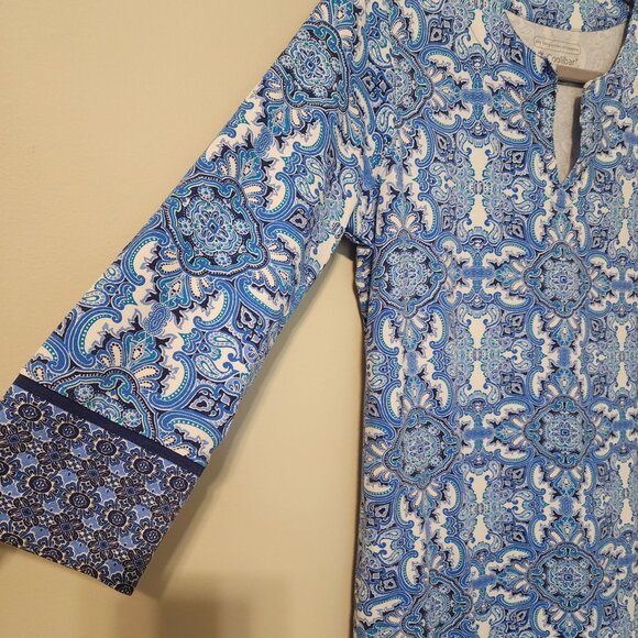 Coolibar sz S women Oceanside tunic dress with UPF 50 blue 3/4 sleeve - Picture 2 of 9